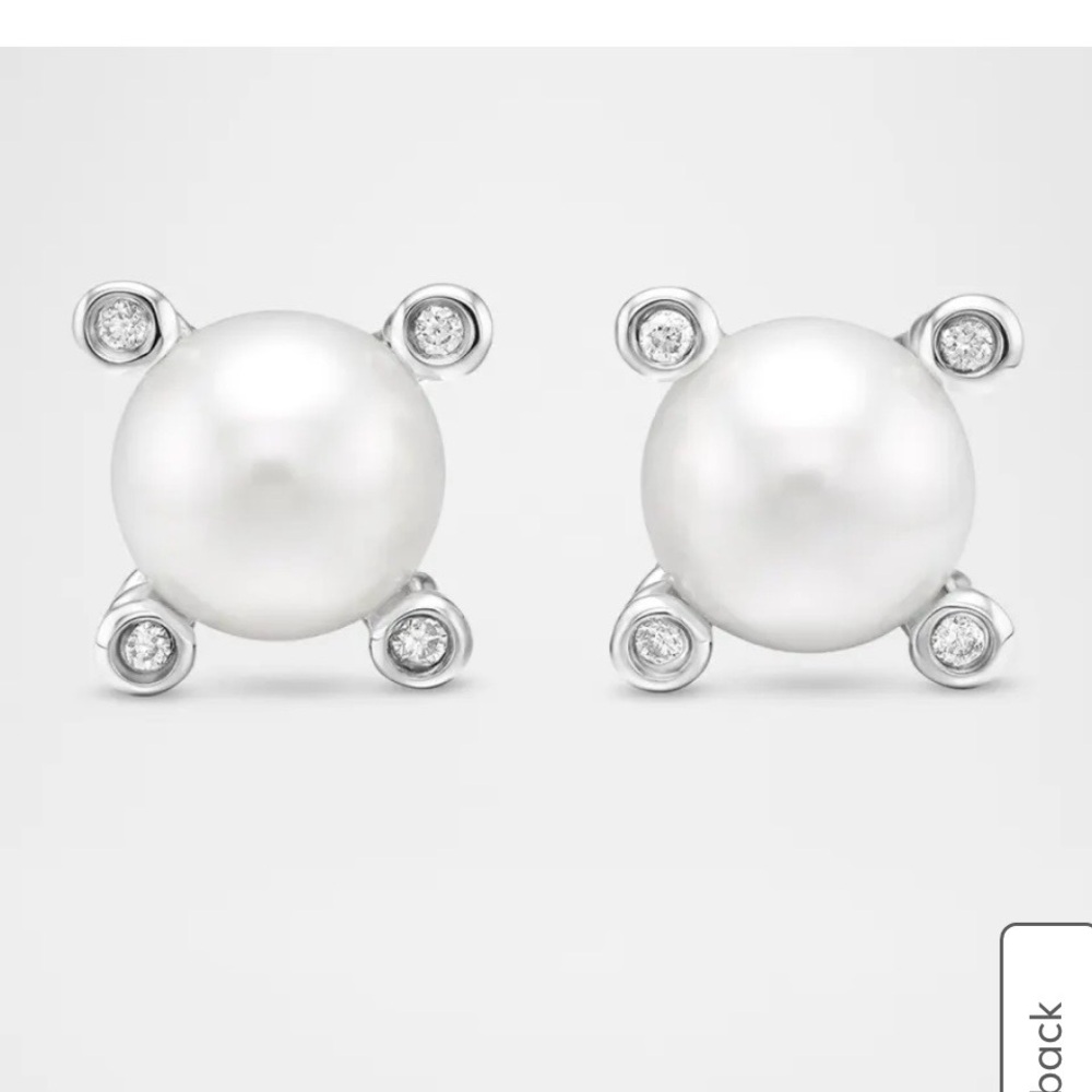 David Yurman Pearl & Diamond Earrings 7.4mm